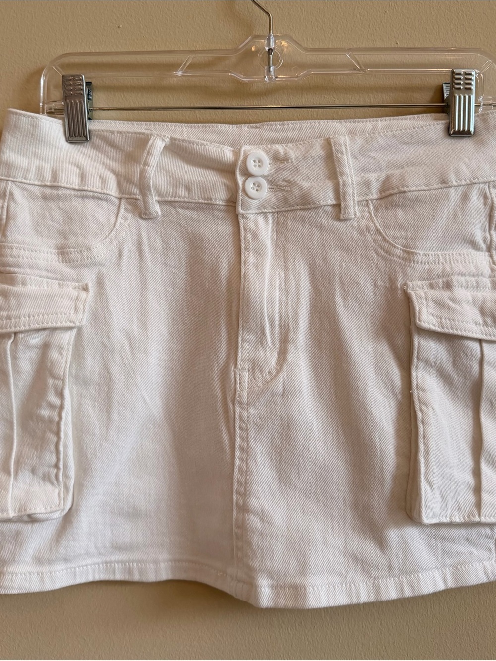 White Cargo Pocket Mini Skirt - Women's Casual High-Waist Style - Picture 3 of 11